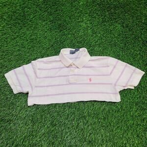 VTG Polo Ralph Lauren Super Cropped Boxy Polo Shirt Womens M/L Micro Crop